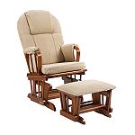 Shermag Glider Rocker/Ottoman Combo - Chestnut with Galaxy Camel Fabric Cushion
