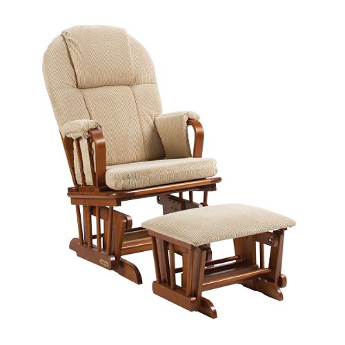 Shermag Glider Rocker Ottoman Combo - Chestnut with Galaxy Camel Fabric Cushion