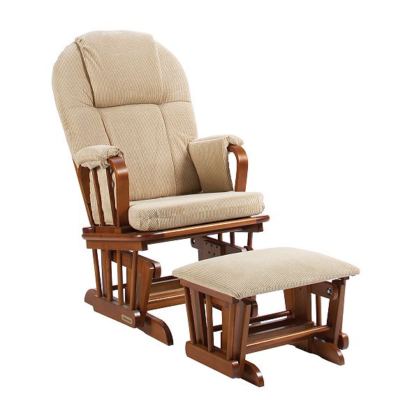 Shermag Glider Rocker/Ottoman Combo - Chestnut with Galaxy Camel Fabric Cushion