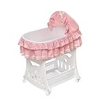 Badger Basket Pink Waffle Ruffled Bassinet by Badger Basket