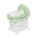 Badger Basket Sage Waffle Ruffled Bassinet by Badger Basket