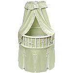 Click here to buy Badger Basket White Elegance Round Bassinet - Sage... by Badger Basket.