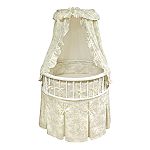 Click here to buy Badger Basket White Elegance Round Bassinet - Sage... by Badger Basket.