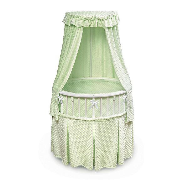 Badger Basket White Elite Oval Bassinet - Sage Dots Bedding
