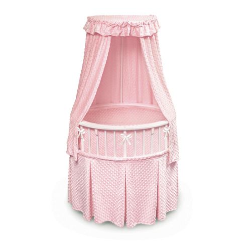 Badger Basket White Elite Oval Bassinet - Pink Dots Bedding