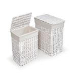 Badger Basket White Two Hamper Set with Liners by Badger Basket