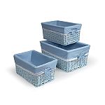 Badger Basket Co Blue Three Basket Set with Liners