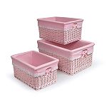 Badger Basket Pink Three Basket Set with Liners by Badger Basket