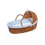 Click here to buy Badger Basket Honey Hooded Moses Basket - Blue Dot... by Badger Basket.