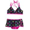 Girl's Multi Heart & X Bone Print Swimsuit