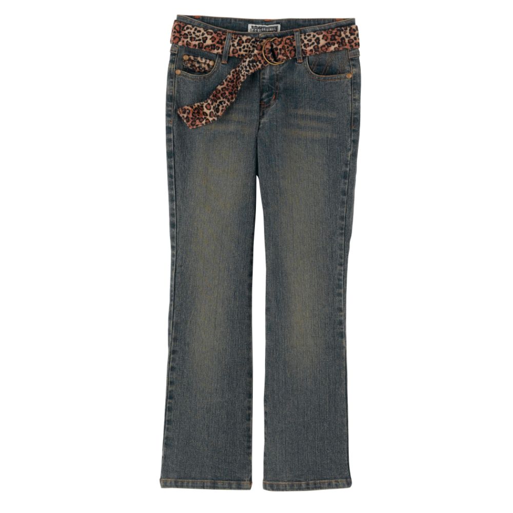 Girl's Denim Animal Heart, Belted Jean