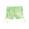 Girl's Rouched Heart Denim Short with Rhinestones