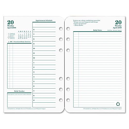 Franklin Covey Original Dated Two-Page-per-Day Planner Refill