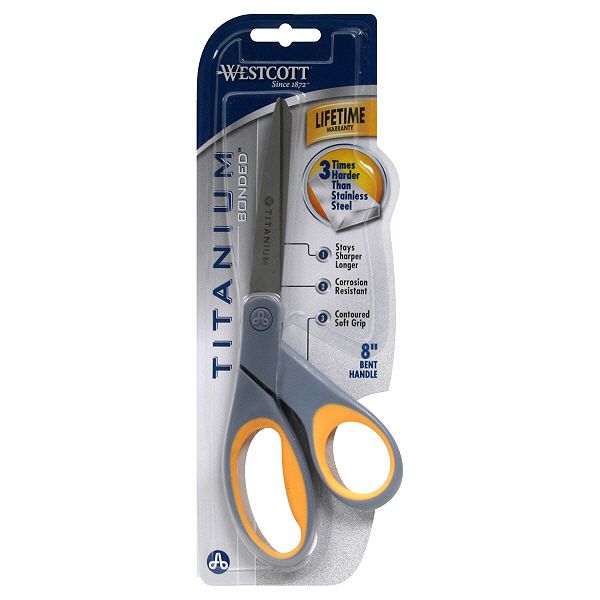 Westcott Titanium Bonded Scissors, 8 Inch Bent Handle, 1 scissor
