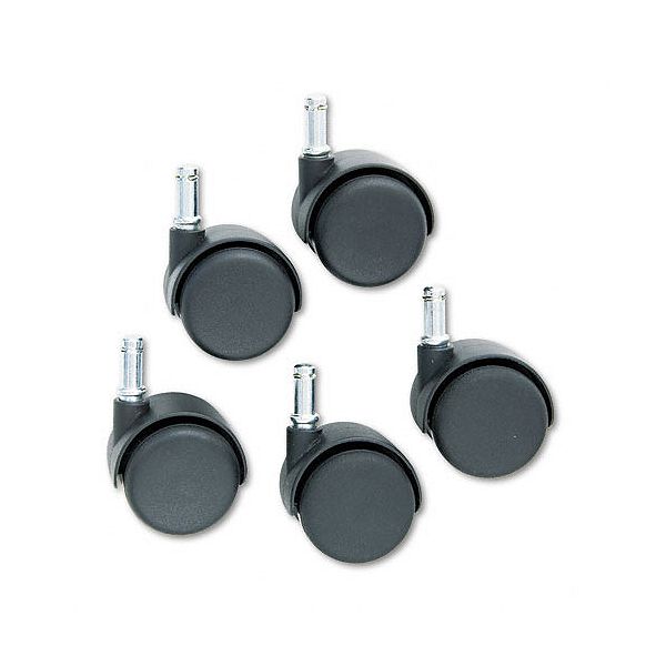 Master Caster Doublewheel Nylon Casters, Round Stem, Matte Black