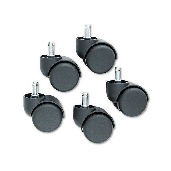 Master Caster Doublewheel Nylon Casters, Round Stem, Matte Black
