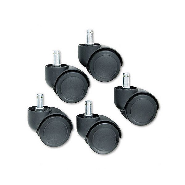 Master Caster Doublewheel Nylon Casters, Round Stem, Matte Black