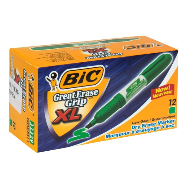 Bic Bic Salon Dry Erase Marker, Green, XL, 12 markers