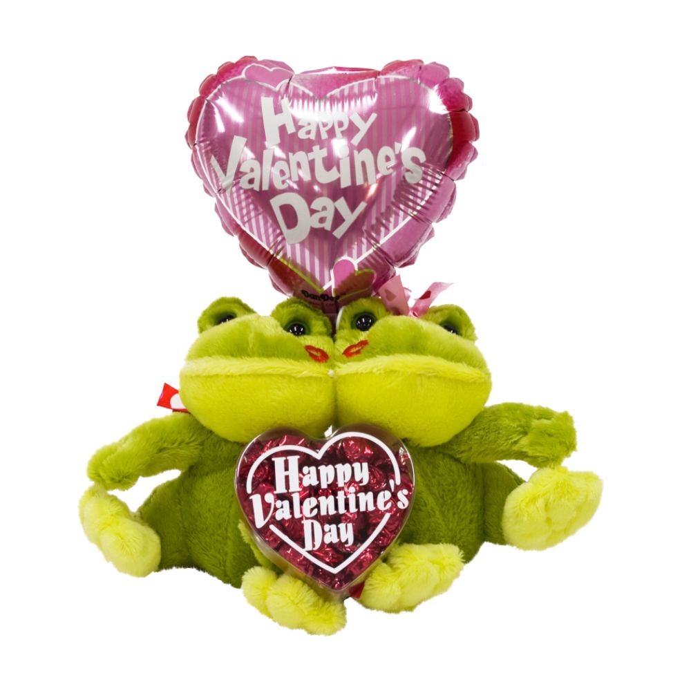 Valentine Plush Animal Couple with 9in Heart Balloon and Candy