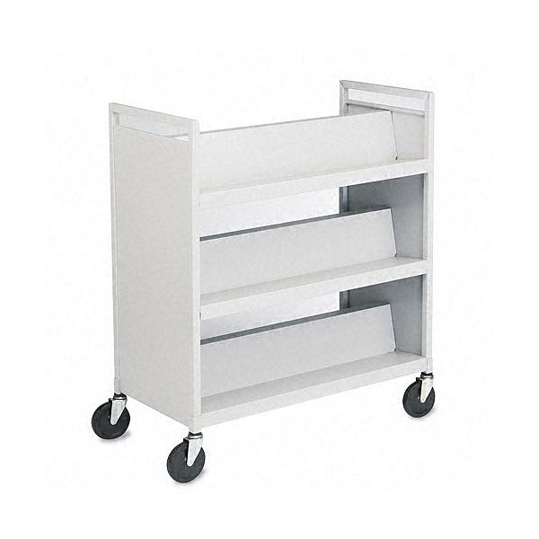 Buddy Products Double-Sided Steel Book Cart w/Six Slant Shelves
