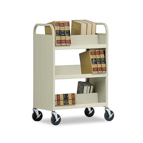 Sandusky Three Shelf Double Sided Book Cart