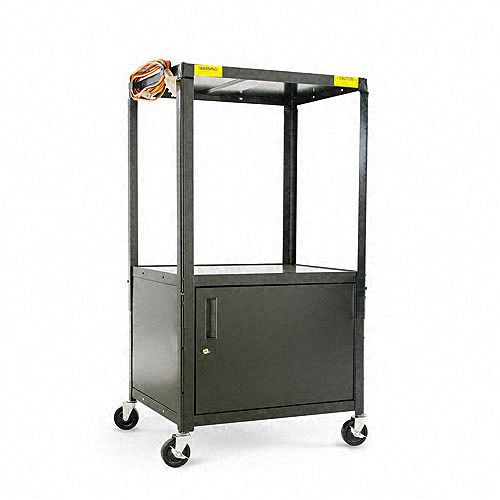 Alera Adjustable Steel Monitor Cart with Cabinet by 
