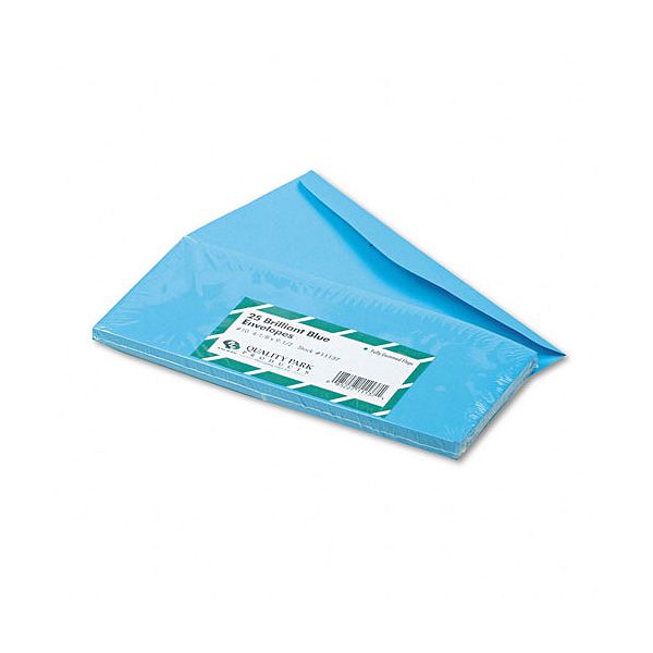 Quality Park Colored Envelope, Traditional, #10, Blue, 25/pack