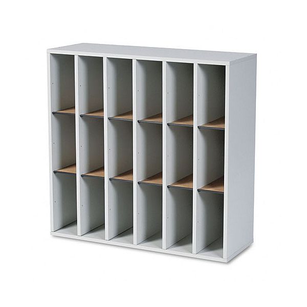 Safco Wood Mail Sorter, Adjustable Dividers, 18 Sections