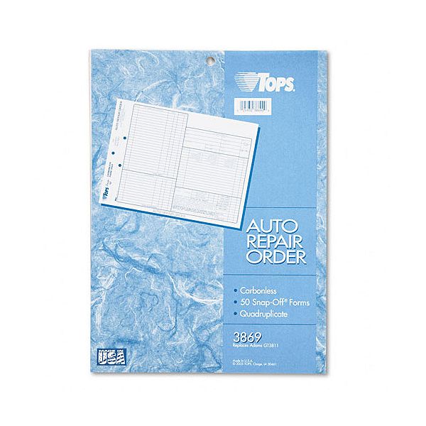 TOPS Auto Repair Four-Part Order Form