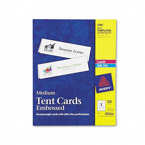 Avery Tent Cards, 2-1/2 x 8-1/2, 2/Sheet, 100/Box