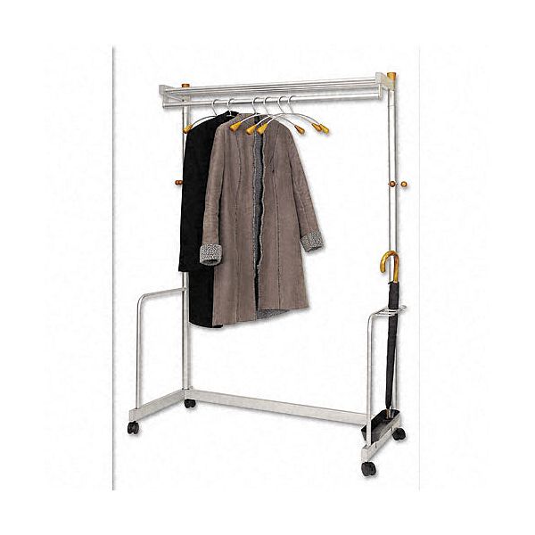 Alba One-Shelf Coat Rack, Umbrella Holder, Chrome, Gray