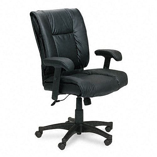 Office Star 93 Series Leather Mid-Back Executive Chair, Black by
