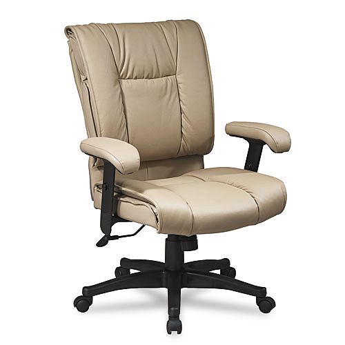 Office Star 93 Series Leather Mid-Back Executive Chair, Tan by 