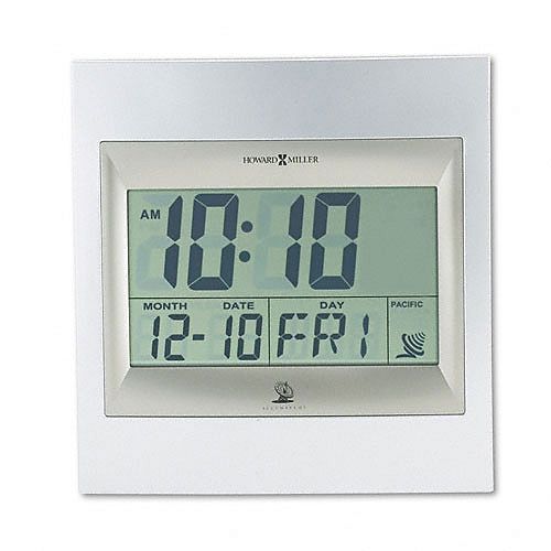 Click here to buy Howard Miller TechTime II Radio Control LCD Alarm Clock, Silver.