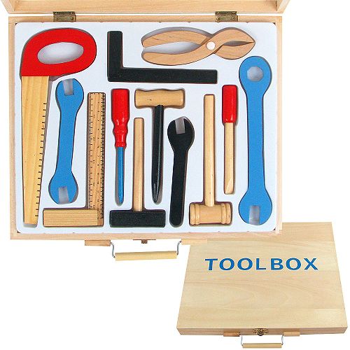 Trademark Child s First Tool Set All Wood in Toolbox with Re-Mailer Best Price