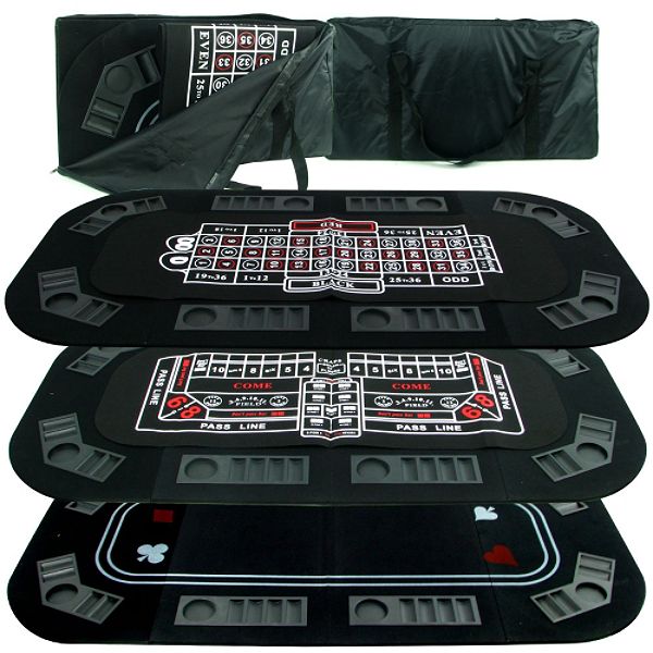 Trademark Games Superior 3 in 1 Poker/Craps/Roulette Tri Fold Table