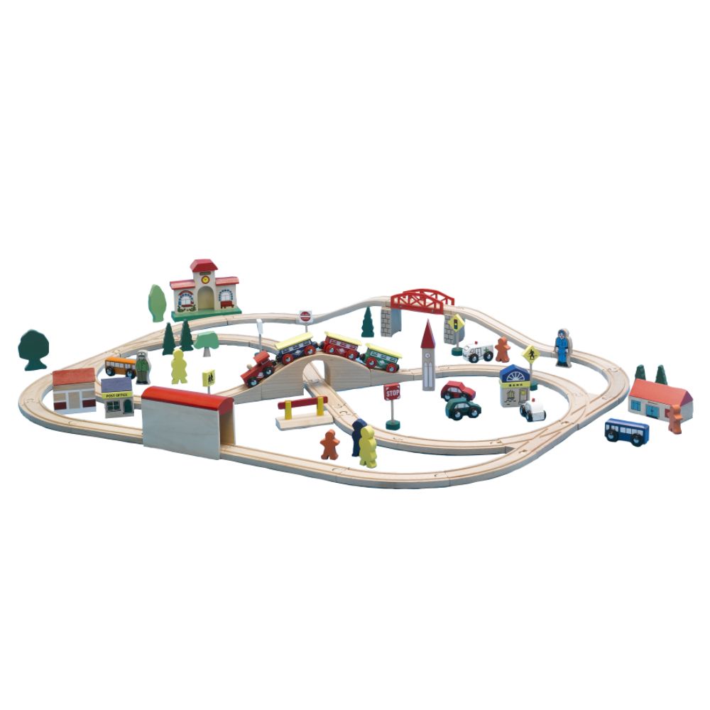 Yukon Express 80-Piece Wooden Train Set