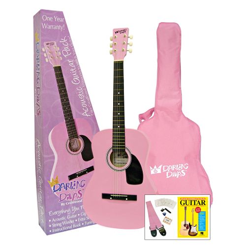 Synsonics Darling Divas 39" Steel String Acoustic Guitar Package - Pink