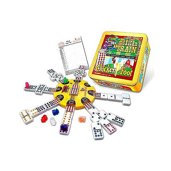 Mexican Train and Chickenfoot Dominoes - The Complete Dual Game Set