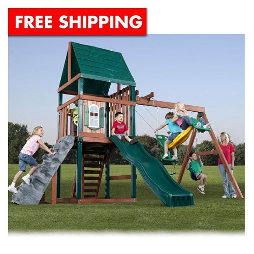 Swing-N-Slide Brentwood Wood Complete Ready-to-Assemble Swing Set Kit