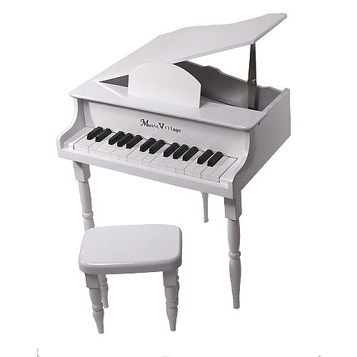 Music Village Kids White Baby Grand Piano by