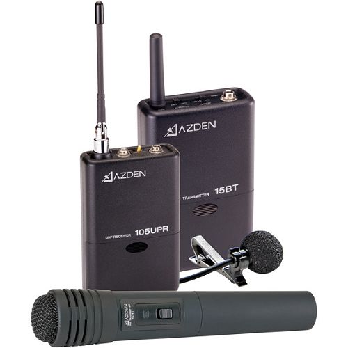 Azden Wireless UHF Lavalier and Hand-Held Microphone System