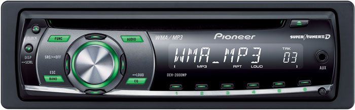 Pioneer 50W x 4 MP3 CD Tuner with Front Aux In and Green Button Illumination