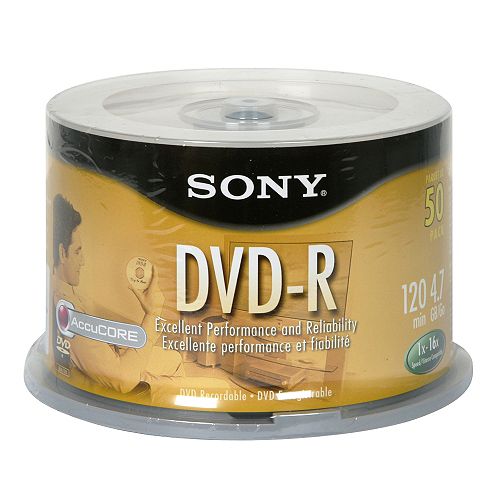 Sony DVD-R, 120 Minute, 4.7 GB, 50 disc