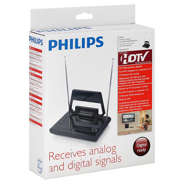 Philips Antenna, Indoor, UHF/VHF/FM/HDTV, 1 antenna
