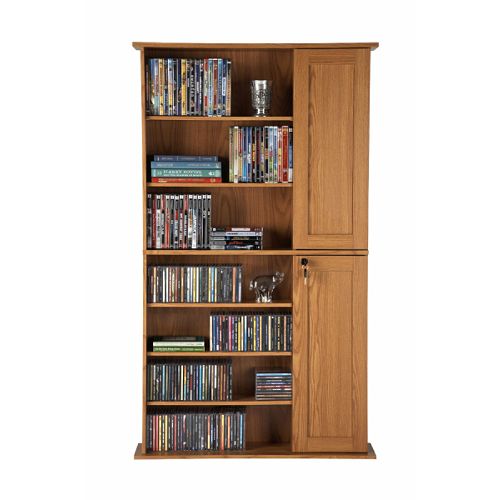 Atlantic Multimedia Cabinet with One-Third Door, Medium Oak by 