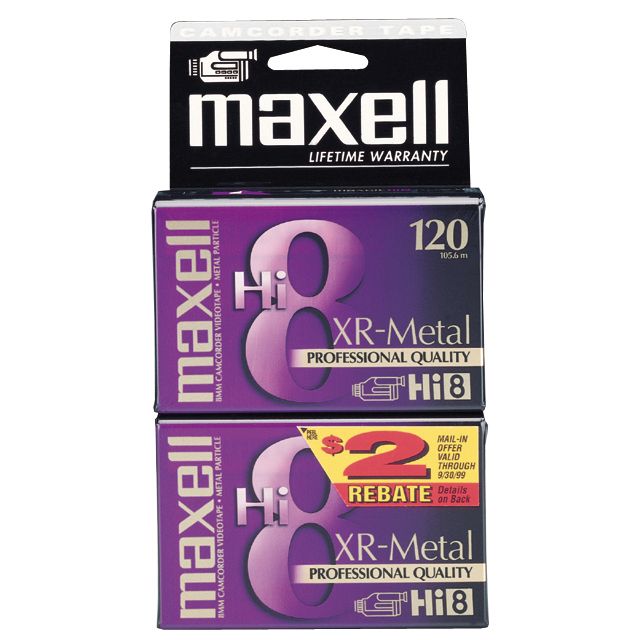 Maxell Hi8 Videotape, 2 pk.