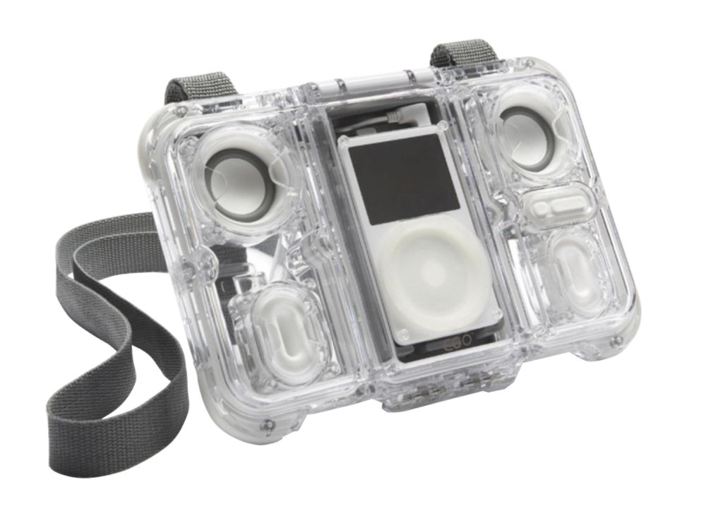 Atlantic Waterproof iPod Case with Speakers, Clear