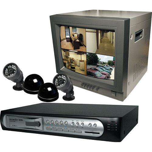 Security Labs 14" Color Quad Observation System With DVR And 4 Cameras
