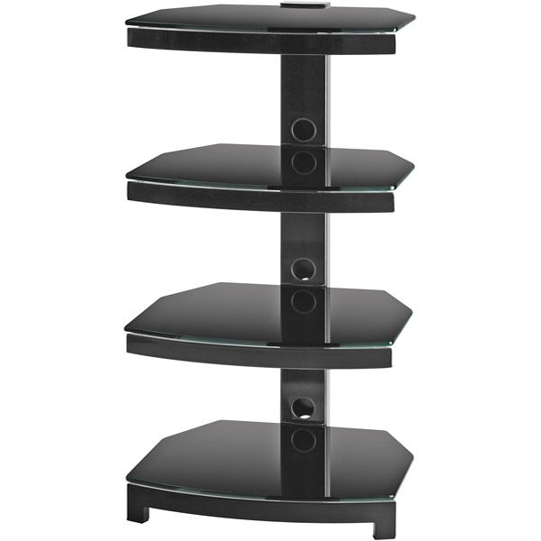 OmniMount Stellar Series 4-Shelf Audio Tower - High-Gloss Black